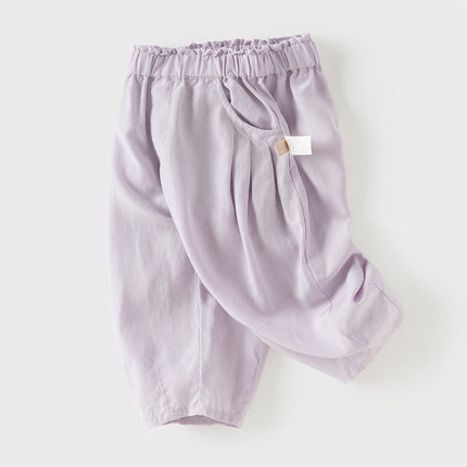 Toddler Girls Summer Gentle Apricot/Purple Lightweight Wide Comfortable Pants