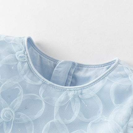 Toddler Girls Summer Stylish Blue Sleeveless Breathable Mesh Princess Dress