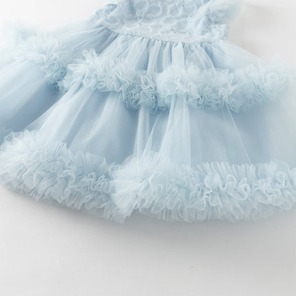 Toddler Girls Summer Stylish Blue Sleeveless Breathable Mesh Princess Dress
