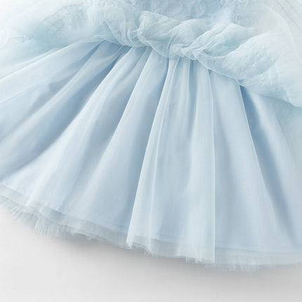Toddler Girls Summer Stylish Blue Sleeveless Breathable Mesh Princess Dress