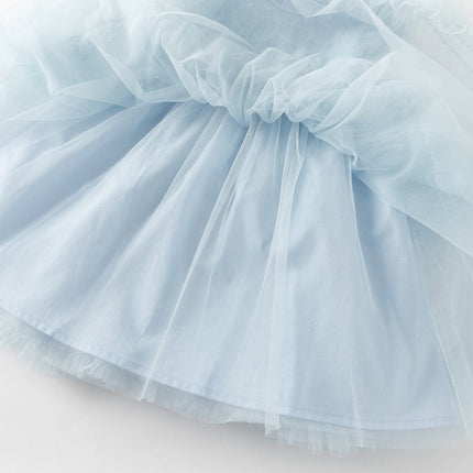 Toddler Girls Summer Stylish Blue Sleeveless Breathable Mesh Princess Dress
