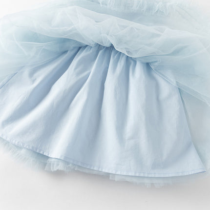 Toddler Girls Summer Stylish Blue Sleeveless Breathable Mesh Princess Dress
