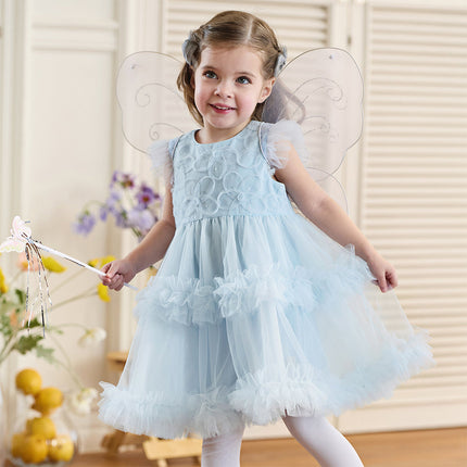 Toddler Girls Summer Stylish Blue Sleeveless Breathable Mesh Princess Dress