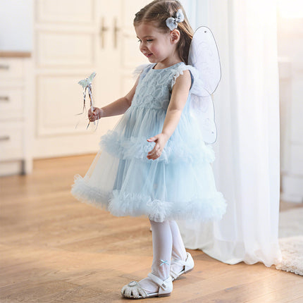 Toddler Girls Summer Stylish Blue Sleeveless Breathable Mesh Princess Dress