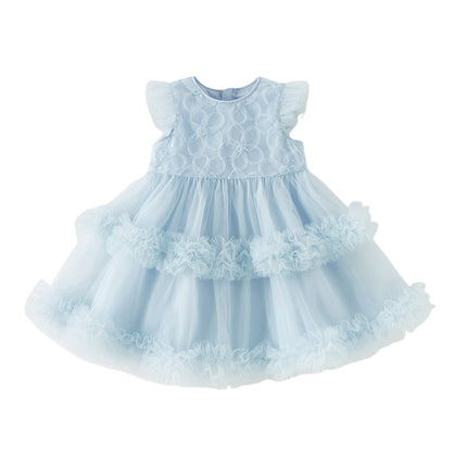 Toddler Girls Summer Stylish Blue Sleeveless Breathable Mesh Princess Dress