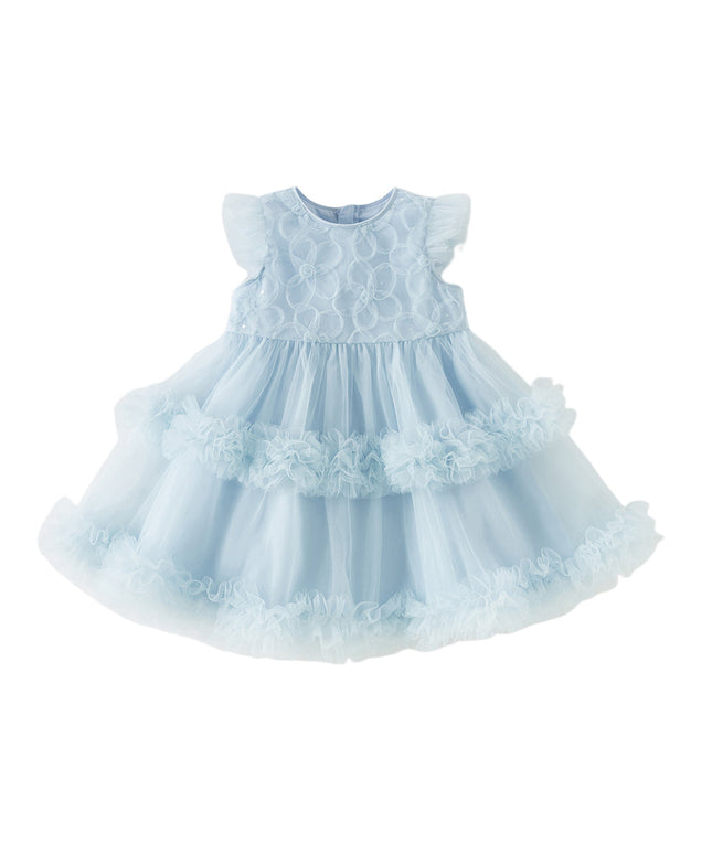 Toddler Girls Summer Stylish Blue Sleeveless Breathable Mesh Princess Dress