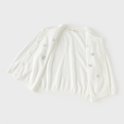 Toddler Girls Summer White/Light Blue Lightweight Soft Sweater Cardigans