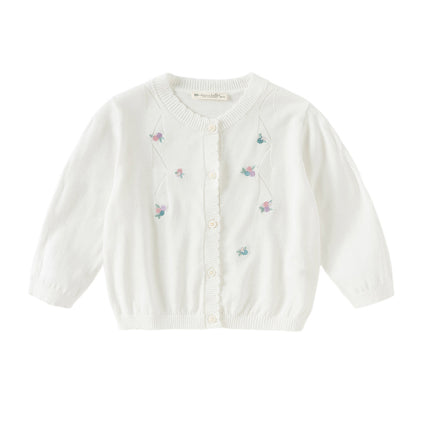 Toddler Girls Summer White/Light Blue Lightweight Soft Sweater Cardigans