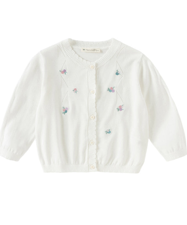 Toddler Girls Summer White/Light Blue Lightweight Soft Sweater Cardigans