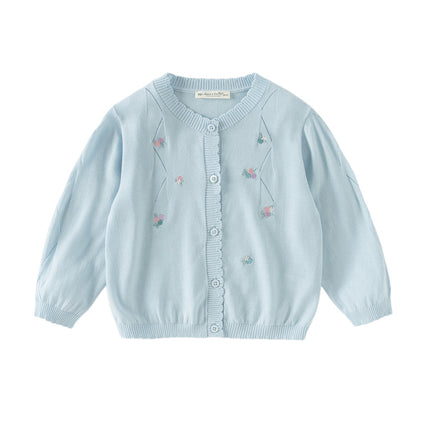 Toddler Girls Summer White/Light Blue Lightweight Soft Sweater Cardigans