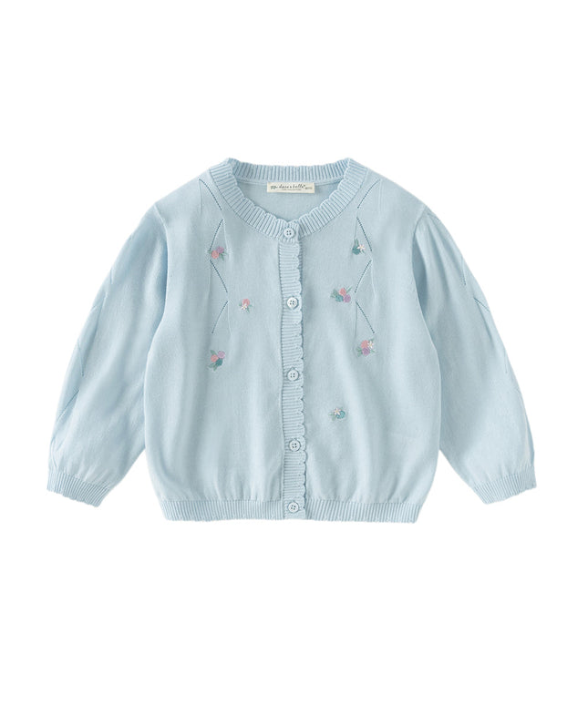 Toddler Girls Summer White/Light Blue Lightweight Soft Sweater Cardigans