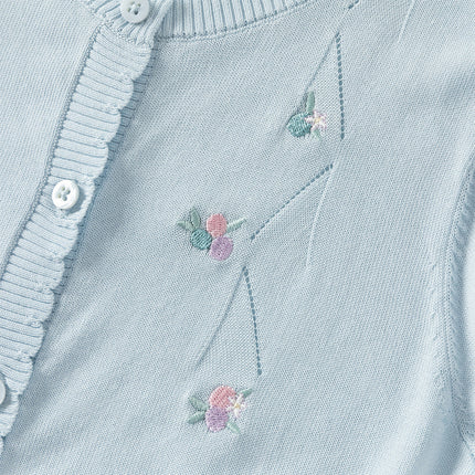 Toddler Girls Summer White/Light Blue Lightweight Soft Sweater Cardigans