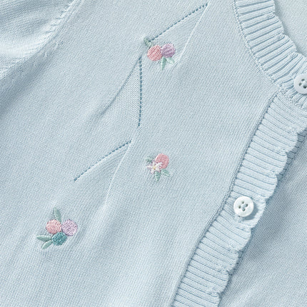 Toddler Girls Summer White/Light Blue Lightweight Soft Sweater Cardigans