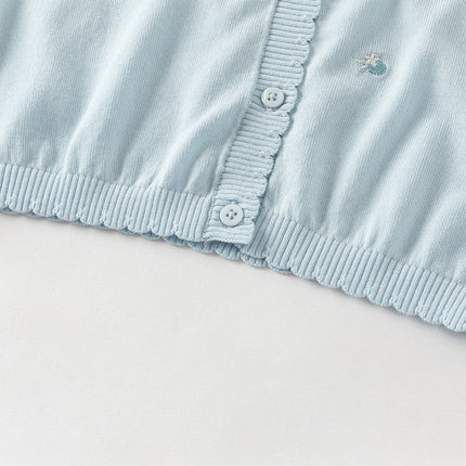 Toddler Girls Summer White/Light Blue Lightweight Soft Sweater Cardigans