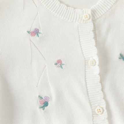 Toddler Girls Summer White/Light Blue Lightweight Soft Sweater Cardigans
