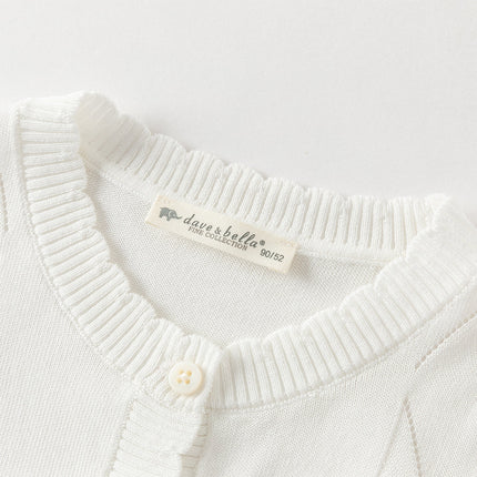 Toddler Girls Summer White/Light Blue Lightweight Soft Sweater Cardigans