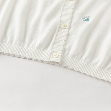 Toddler Girls Summer White/Light Blue Lightweight Soft Sweater Cardigans
