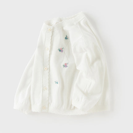 Toddler Girls Summer White/Light Blue Lightweight Soft Sweater Cardigans
