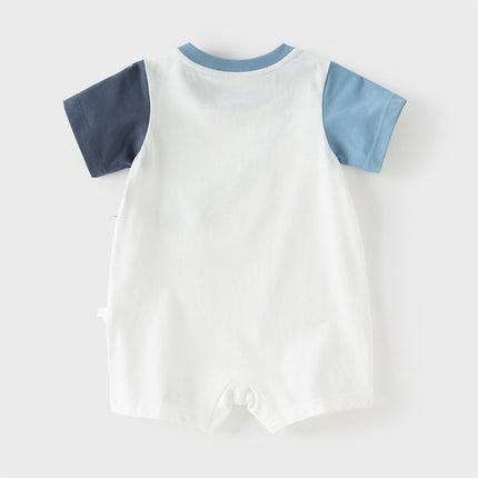 Baby Boys Summer Cute Cartoon Print Short Sleeve Stretchable Soft Rompers