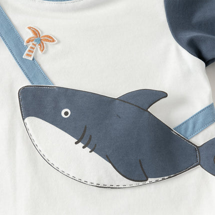 Baby Boys Summer Cute Cartoon Print Short Sleeve Stretchable Soft Rompers