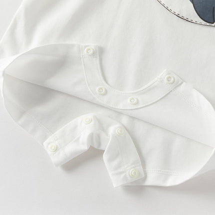 Baby Boys Summer Cute Cartoon Print Short Sleeve Stretchable Soft Rompers