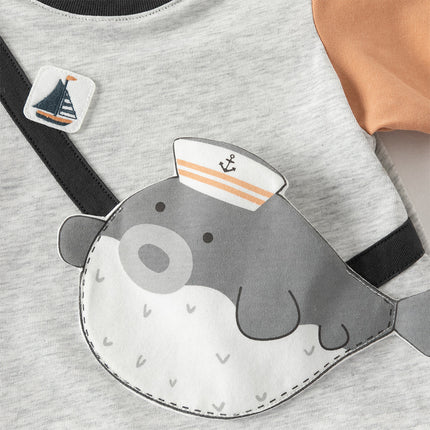 Baby Boys Summer Cute Cartoon Print Short Sleeve Stretchable Soft Rompers