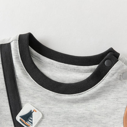 Baby Boys Summer Cute Cartoon Print Short Sleeve Stretchable Soft Rompers
