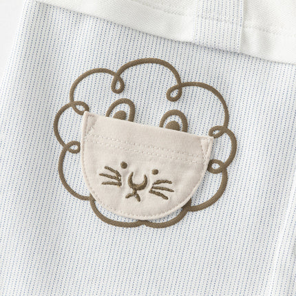 Baby Boys Summer Casual Beige Cute Cartoon Short Sleeve Indoor Rompers