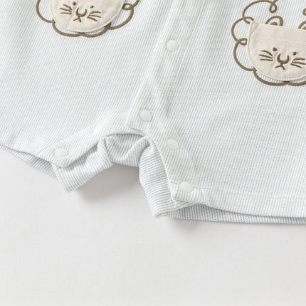 Baby Boys Summer Casual Beige Cute Cartoon Short Sleeve Indoor Rompers