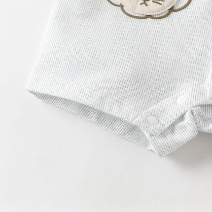 Baby Boys Summer Casual Beige Cute Cartoon Short Sleeve Indoor Rompers