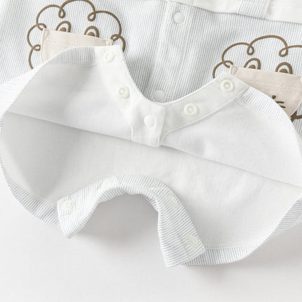 Baby Boys Summer Casual Beige Cute Cartoon Short Sleeve Indoor Rompers
