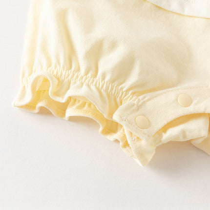 Baby Girls Summer Charming Yellow Floral Sleeveless Cotton Cute Rompers