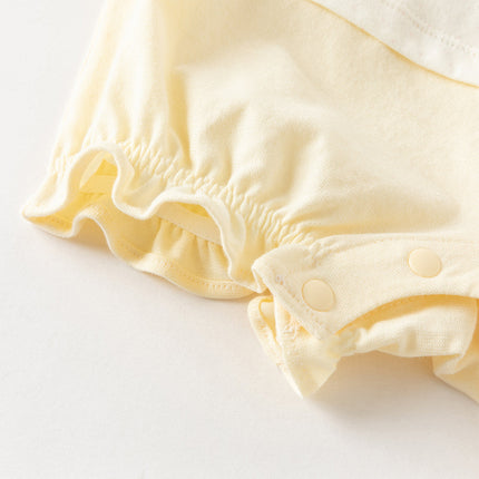Baby Girls Summer Charming Yellow Floral Sleeveless Cotton Cute Rompers
