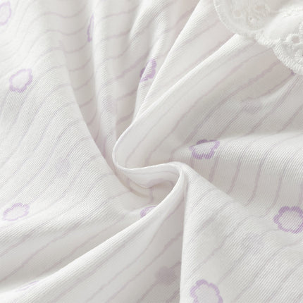 Baby Girls Summer Cute Purple Floral Sleeveless Soft Cotton Rompers