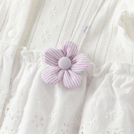 Baby Girls Summer Cute Purple Floral Sleeveless Soft Cotton Rompers