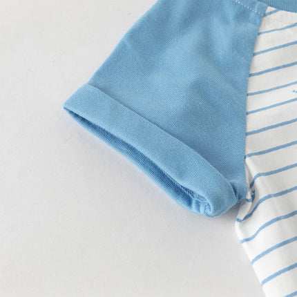 Baby Boys Summer Cool Blue Whale Print Cotton Soft Lightweight Rompers