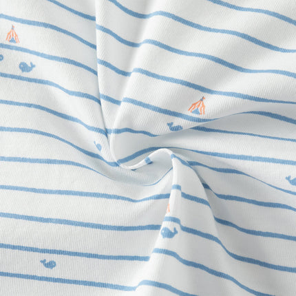 Baby Boys Summer Cool Blue Whale Print Cotton Soft Lightweight Rompers