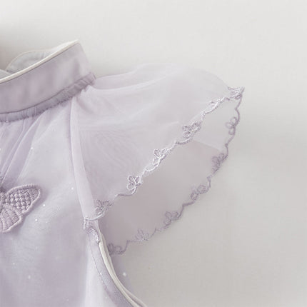 Toddler Girls Summer Elegant Purple Butterfly Mesh Princess Dress