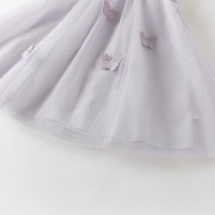 Toddler Girls Summer Elegant Purple Butterfly Mesh Princess Dress