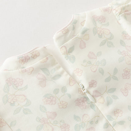 Baby Girls Summer Floral Print Beige Turtle Chinese-style Comfortable Rompers