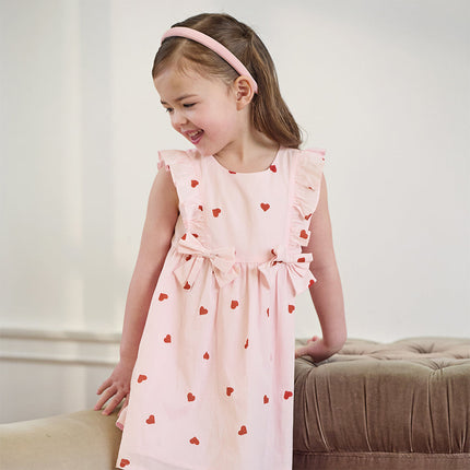 Toddler Girls Summer Sweet Pink Love Print Sleeveless Comfortable A-line Dress