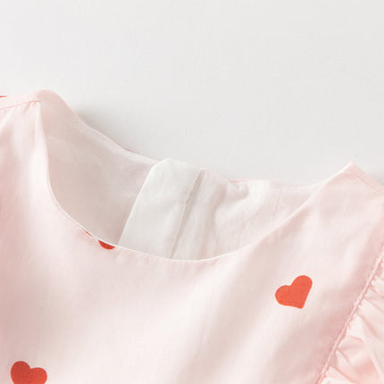 Toddler Girls Summer Sweet Pink Love Print Sleeveless Comfortable A-line Dress