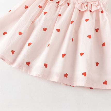 Toddler Girls Summer Sweet Pink Love Print Sleeveless Comfortable A-line Dress