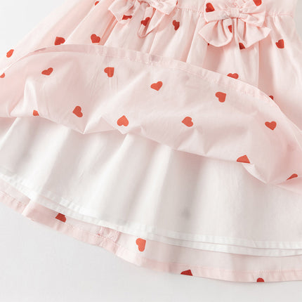 Toddler Girls Summer Sweet Pink Love Print Sleeveless Comfortable A-line Dress