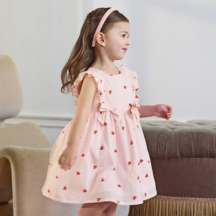 Toddler Girls Summer Sweet Pink Love Print Sleeveless Comfortable A-line Dress
