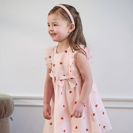Toddler Girls Summer Sweet Pink Love Print Sleeveless Comfortable A-line Dress