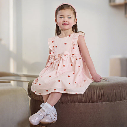 Toddler Girls Summer Sweet Pink Love Print Sleeveless Comfortable A-line Dress