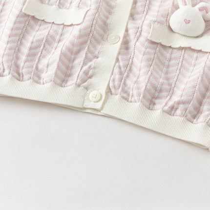 Toddler Girls Summer Purple Pink Soft Cotton Cute Rabbit Cardigans