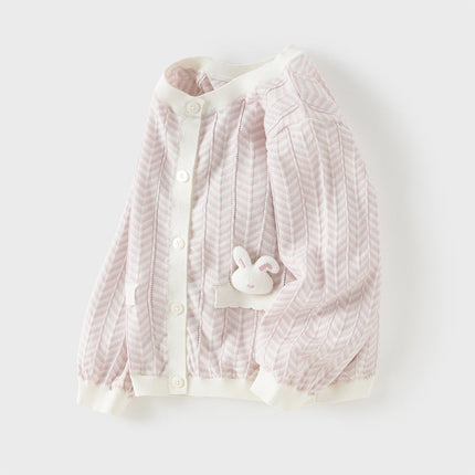 Toddler Girls Summer Purple Pink Soft Cotton Cute Rabbit Cardigans