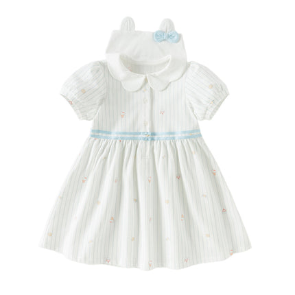 Toddler Girls Summer Stylish Striped Navy Collar A-line Comfortable Dress
